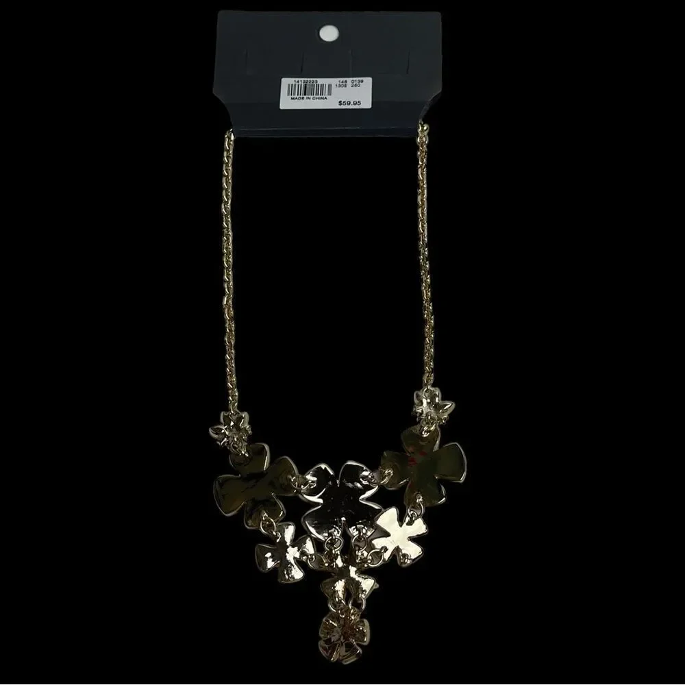 The Limited ORANGE and BLUE Flower Necklace with Gold Chain